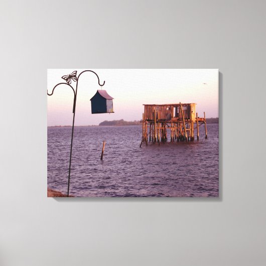 Cedar Key Vogels voederbak Canvas Afdruk (Voorkant)