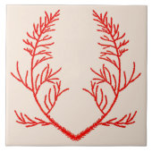 Cedar Leaves op een beige keramische Tegel Tegeltje (Voorkant)