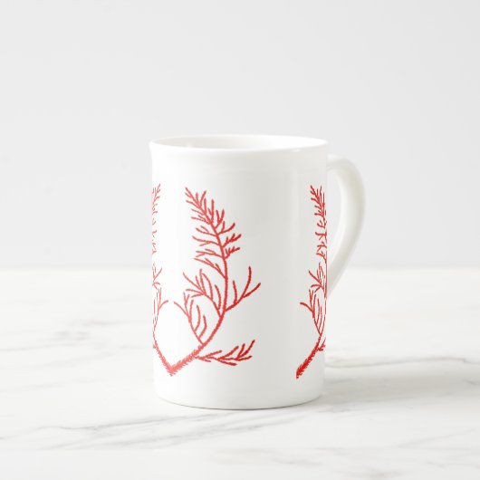 Cedar Leaves op een Bone China Mok (Voorkant rechts)