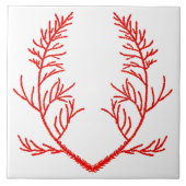 Cedar Leaves op een witte keramische Tegel Tegeltje (Voorkant)