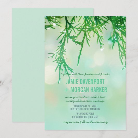 Cedar Needles Wedding Invitation Kaart (Voorkant / Achterkant)