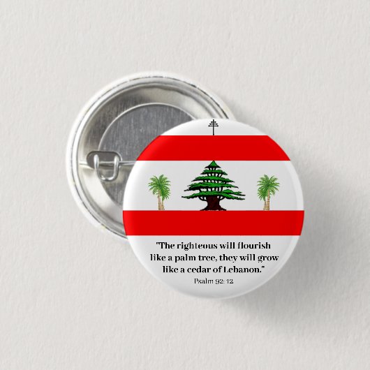 Cedar of Libanon, psalm 92 Maronite Church Button (Voorkant /achterkant)