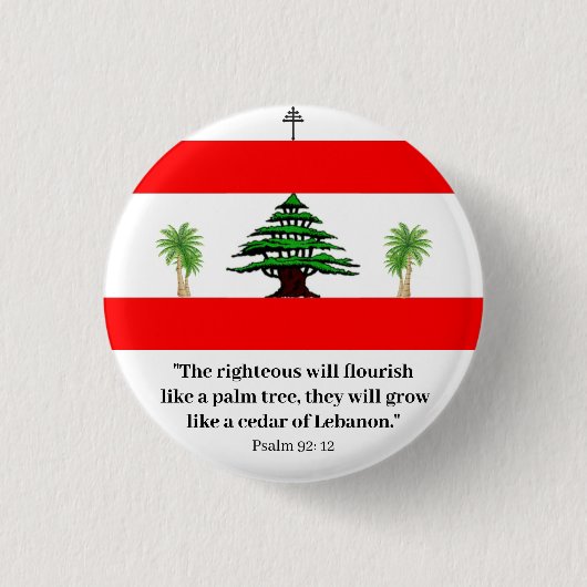 Cedar of Libanon, psalm 92 Maronite Church Button (Voorkant)