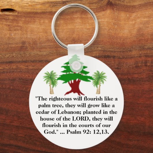 Cedar of Libanon Psalm 92 Sleutelhanger (Achterkant)