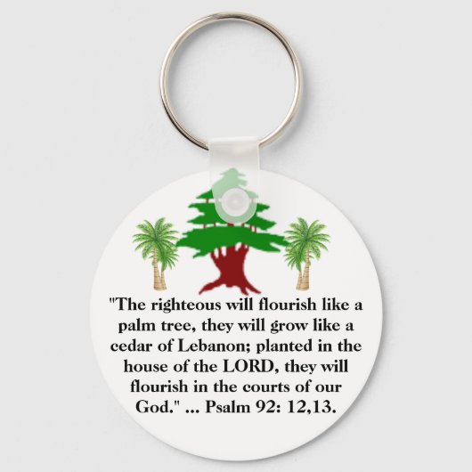 Cedar of Libanon Psalm 92 Sleutelhanger (Achterkant)