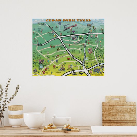 Cedar Park Map Poster (Keuken)