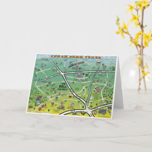 Cedar Park Map Wenskaart Kaart (Gele Bloem)