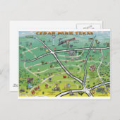 Cedar Park Texas Cartoon Map Briefkaart (Voorkant / Achterkant)