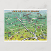 Cedar Park Texas Cartoon Map Briefkaart (Voorkant)