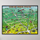 Cedar Park Texas Cartoon Map Poster (Voorkant)