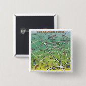 Cedar Park Texas Cartoon Map Vierkante Button 5,1 Cm (Voorkant /achterkant)