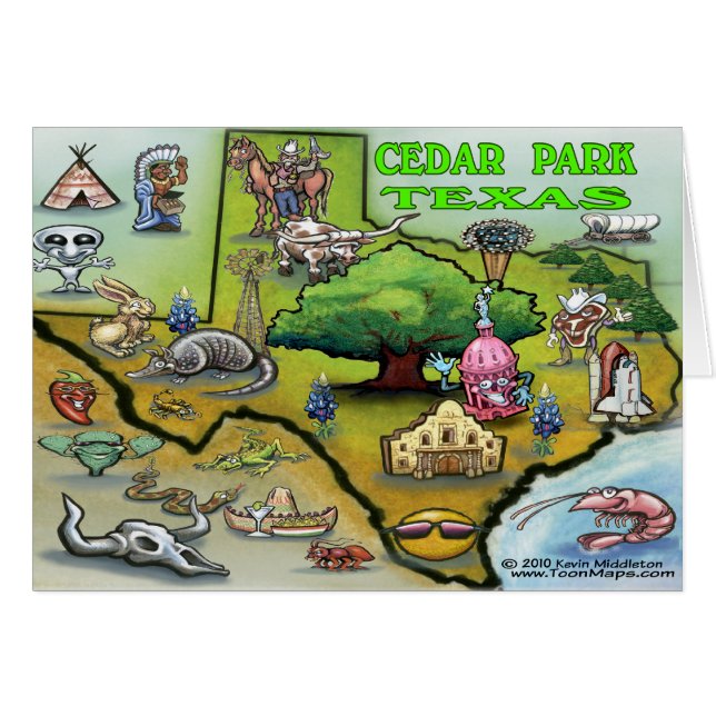 Cedar Park TEXAS Kaart (Voorkant Horizontaal)