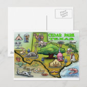 Cedar Park TEXAS Map Briefkaart (Voorkant / Achterkant)