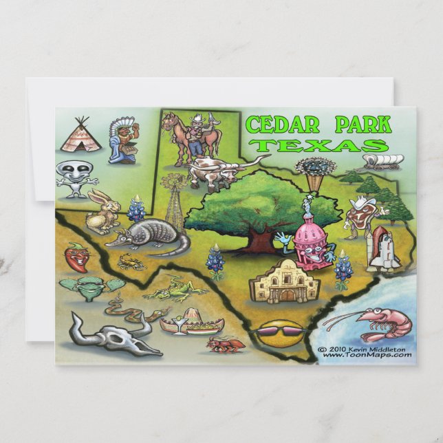Cedar Park TEXAS Map Kaart (Voorkant)