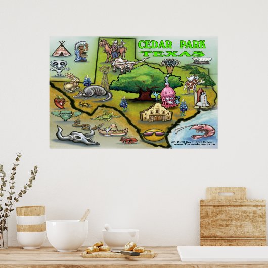 Cedar Park TEXAS Map Poster (Keuken)