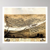 Cedar Rapids, IA Panoramic Map - 1868 Poster (Voorkant)