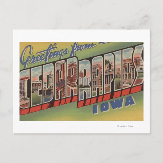 Cedar Rapids, Iowa - Grote lettertjes Briefkaart (Voorkant)