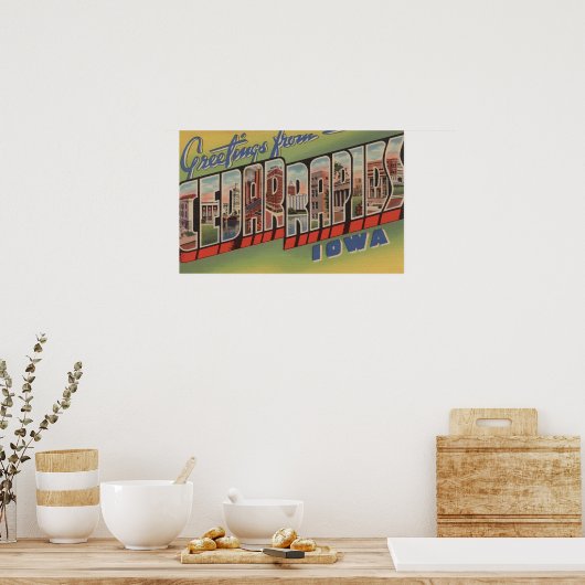 Cedar Rapids, Iowa - Grote lettertjes Poster (Keuken)