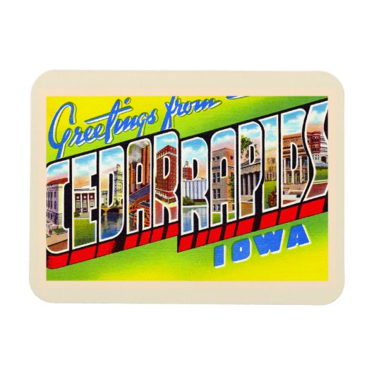 Cedar Rapids Iowa IA groot Briefkaart Magneet (Horizontaal)