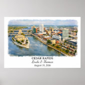 Cedar Rapids Iowa Poster, Aquarel, Op Maat Poster (Voorkant)