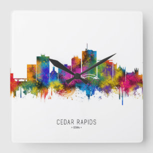 Cedar Rapids Iowa Silhouet Vierkante Klok