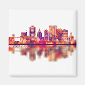 Cedar Rapids Iowa Skyline Magneet (Voorkant)
