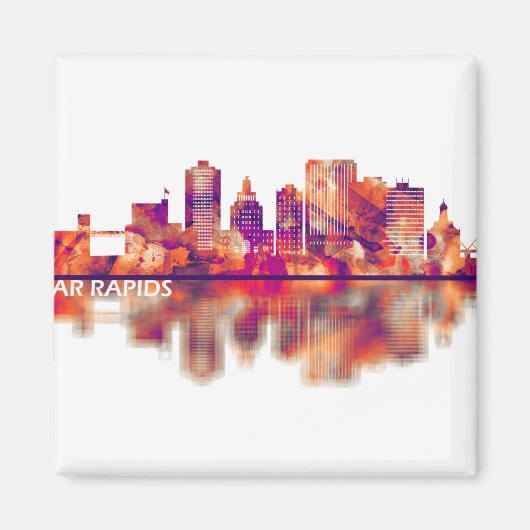 Cedar Rapids Iowa Skyline Magneet (Voorkant)