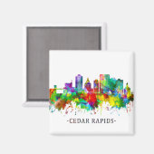 Cedar Rapids Iowa Skyline Magneet (Voorkant / Achterkant)