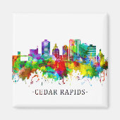 Cedar Rapids Iowa Skyline Magneet (Voorkant)