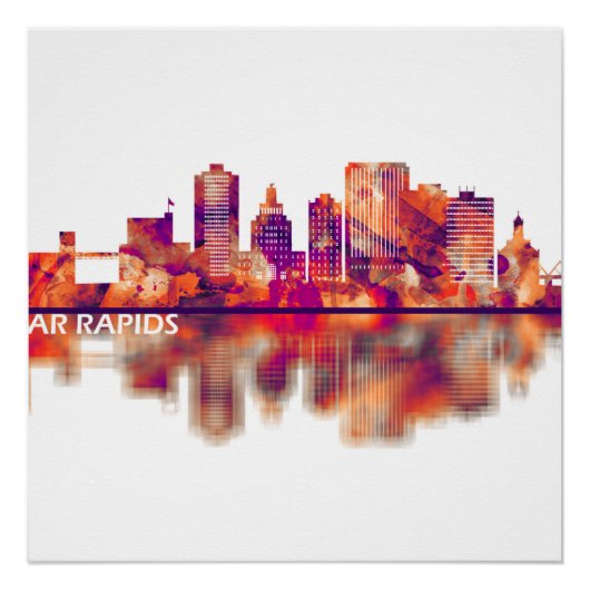Cedar Rapids Iowa Skyline Perfect Poster (Voorkant)