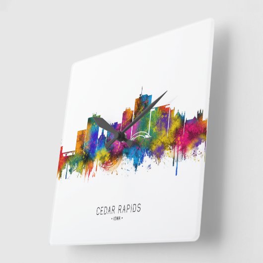 Cedar Rapids Iowa Skyline Vierkante Klok (Hoek)