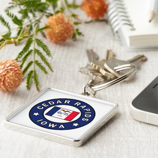 Cedar Rapids Iowa Sleutelhanger (Zijkant)
