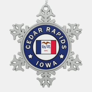 Cedar Rapids Iowa Tin Sneeuwvlok Ornament