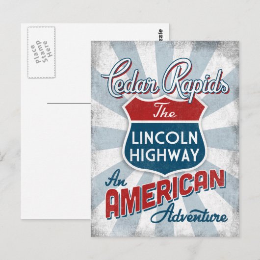 Cedar Rapids Lincoln Highway  America Iowa Briefkaart (Voorkant / Achterkant)