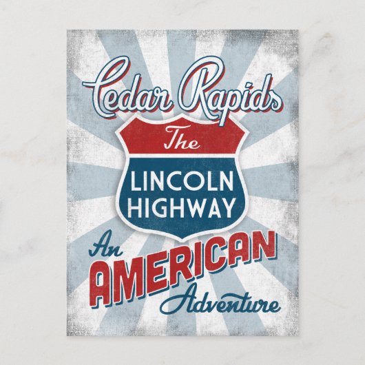 Cedar Rapids Lincoln Highway  America Iowa Briefkaart (Voorkant)