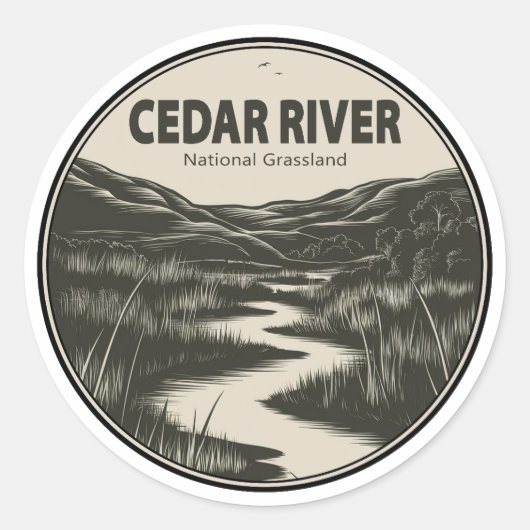 Cedar River National Grassland Stream Ronde Sticker (Voorkant)