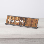 Cedar Textured Wooden Bark look Bureau Naambordje (Voorkant)