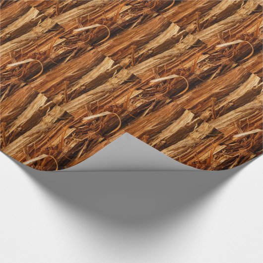 Cedar Textured Wooden Bark look Cadeaupapier (Hoek)