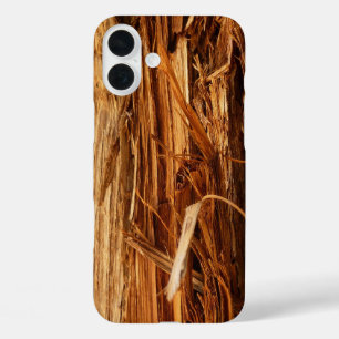 Cedar Textured Wooden Bark look iPhone 16 Plus Hoesje