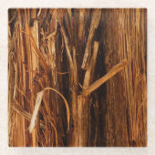 Cedar Textured Wooden Bark look Glazen Onderzetter (Voorkant)