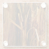 Cedar Textured Wooden Bark look Glazen Onderzetter (Achterkant)