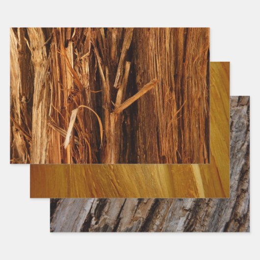 Cedar Textured Wooden Bark look Inpakpapier Vel (Set)