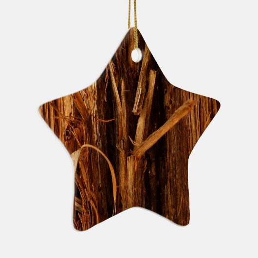 Cedar Textured Wooden Bark look Keramisch Ornament (Rechts)