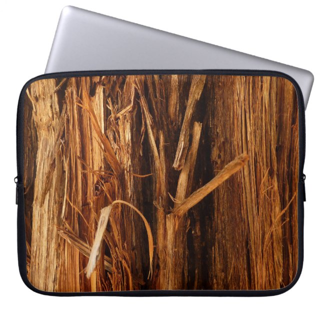 Cedar Textured Wooden Bark look Laptop Sleeve (Voorkant)