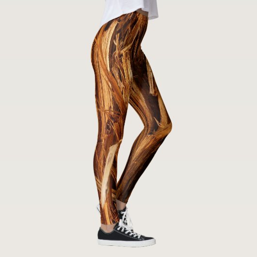 Cedar Textured Wooden Bark look Leggings (Rechts)