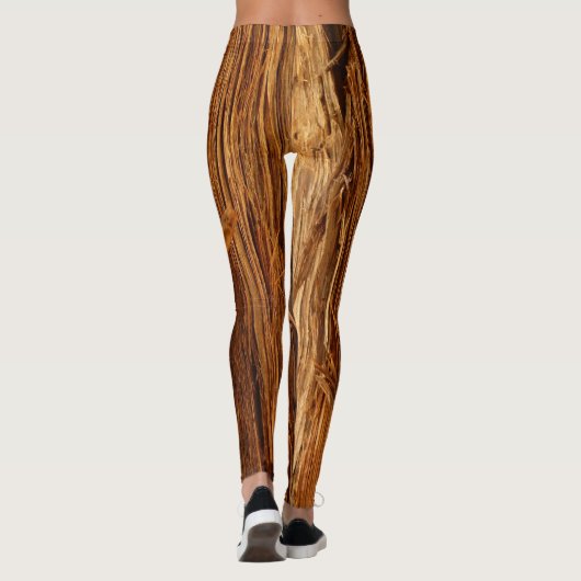 Cedar Textured Wooden Bark look Leggings (Achterkant)