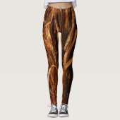 Cedar Textured Wooden Bark look Leggings (Voorkant)