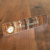 Cedar Textured Wooden Bark look Naambordje (Zijkant)