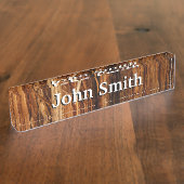 Cedar Textured Wooden Bark look Naambordje (Zijkant)