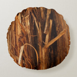 Cedar Textured Wooden Bark look Rond Kussen